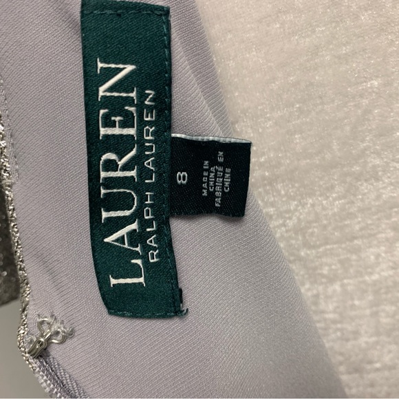 Ralph Lauren metallic silver ruched cocktail dress - Picture 6 of 7